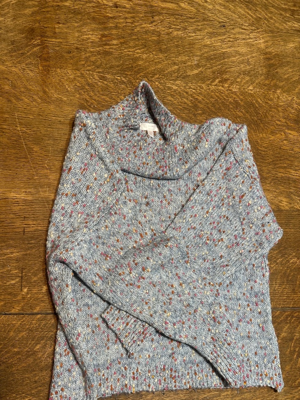 LC Lauren Conrad XXL Blue Confetti Speckled Metallic Mock Neck Sweater XXL